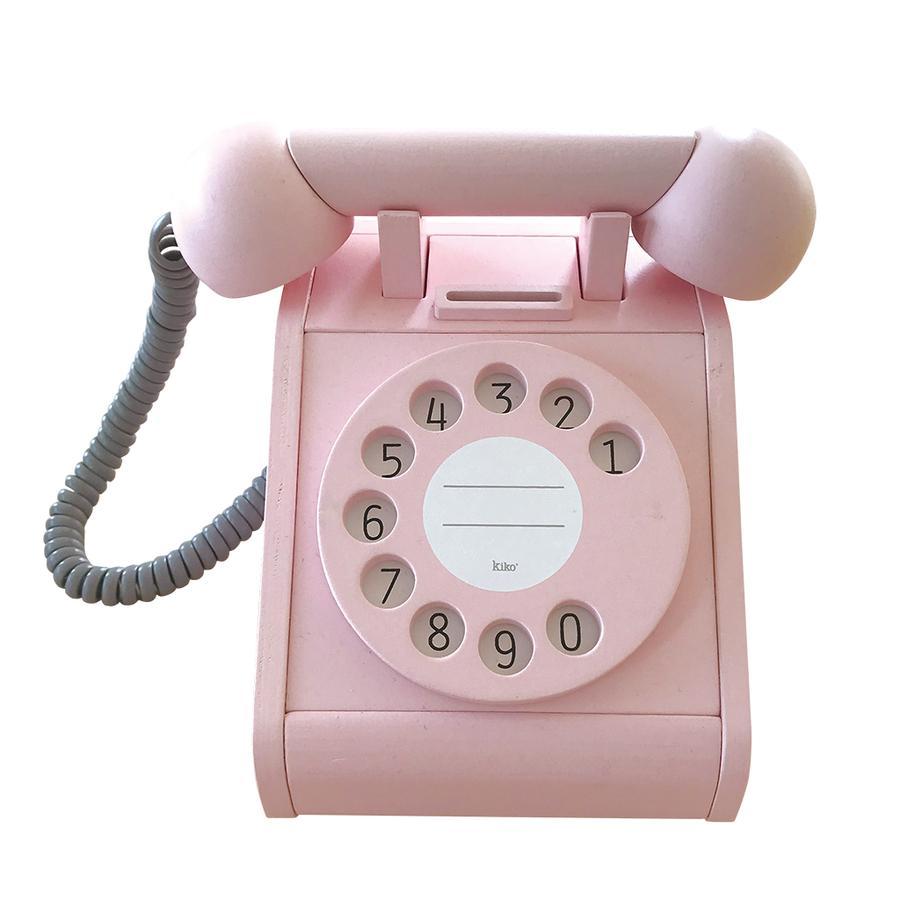 NEW Wooden Retro Telephone- Pink