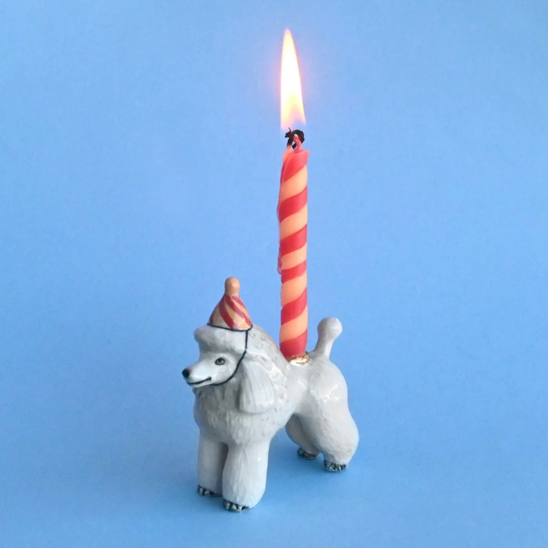 Limited Ceramic Party Animals Candle Holder- Poodle