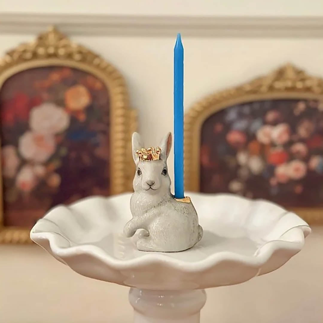Royal White Rabbit Cake Topper