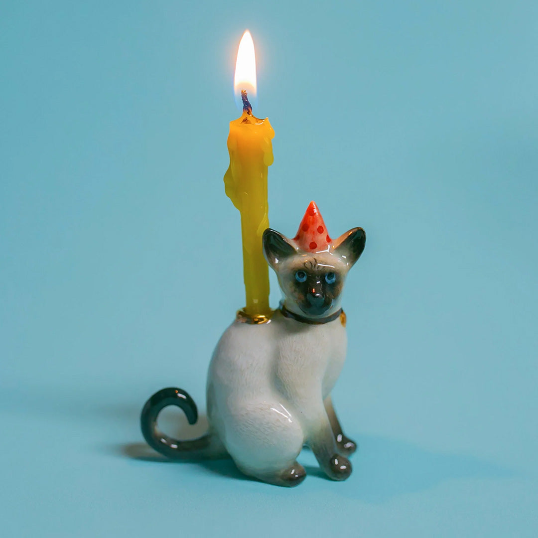 Limited Ceramic Cake Topper Candle Holder- Siamese Cat