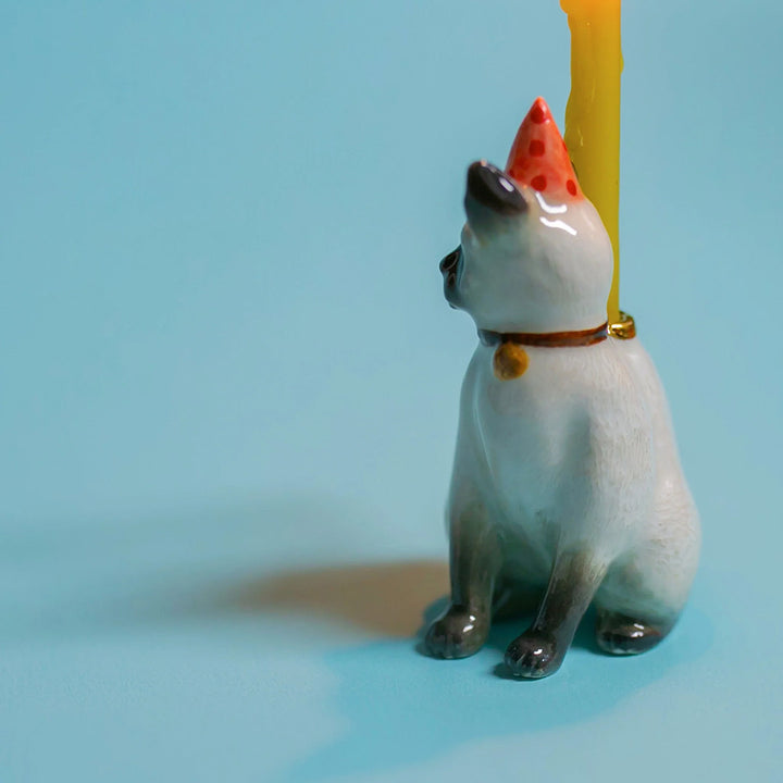Limited Ceramic Cake Topper Candle Holder- Siamese Cat