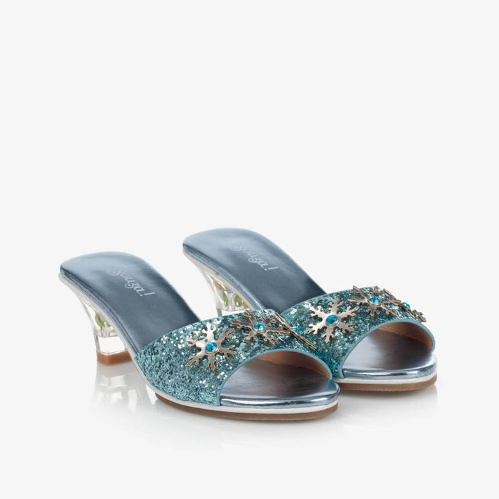 Ice Queen - Metallic High Heel Slipper Blue