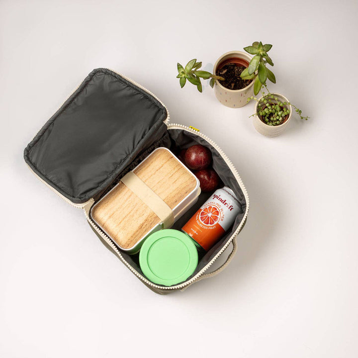 Zipper Lunch Bag Square - Cobalt Cactus