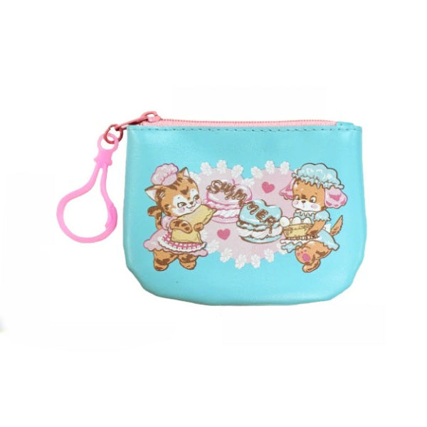 Swimmer Kawaii Mini Coin Pouch - Dog & Cat (Blue)