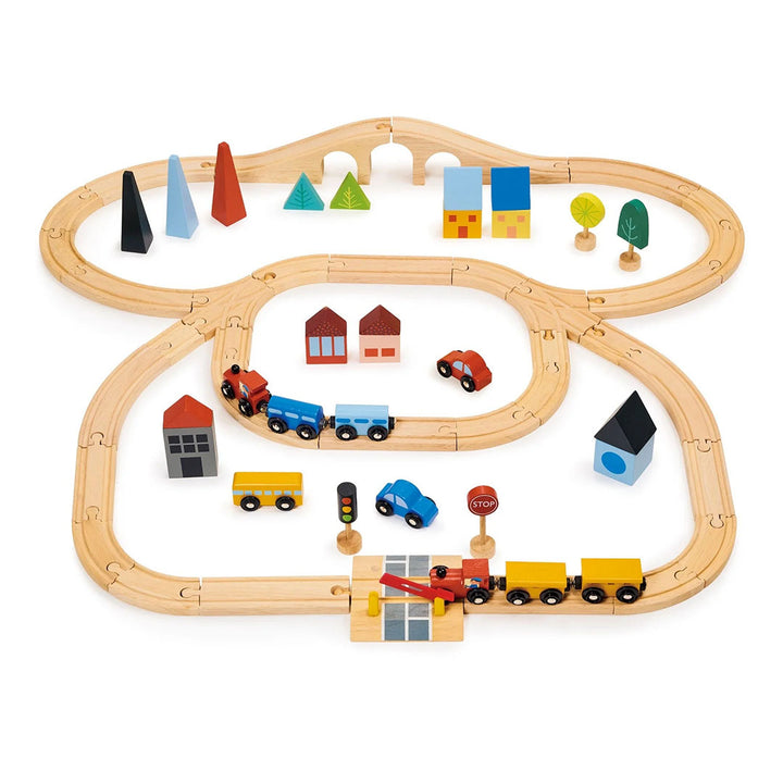 Town Wooden Train Set