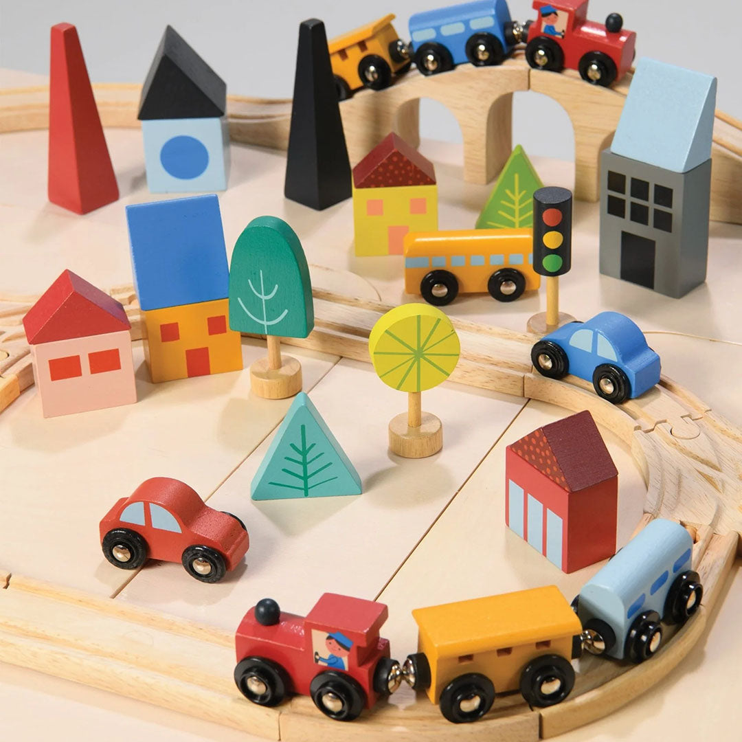 Town Wooden Train Set