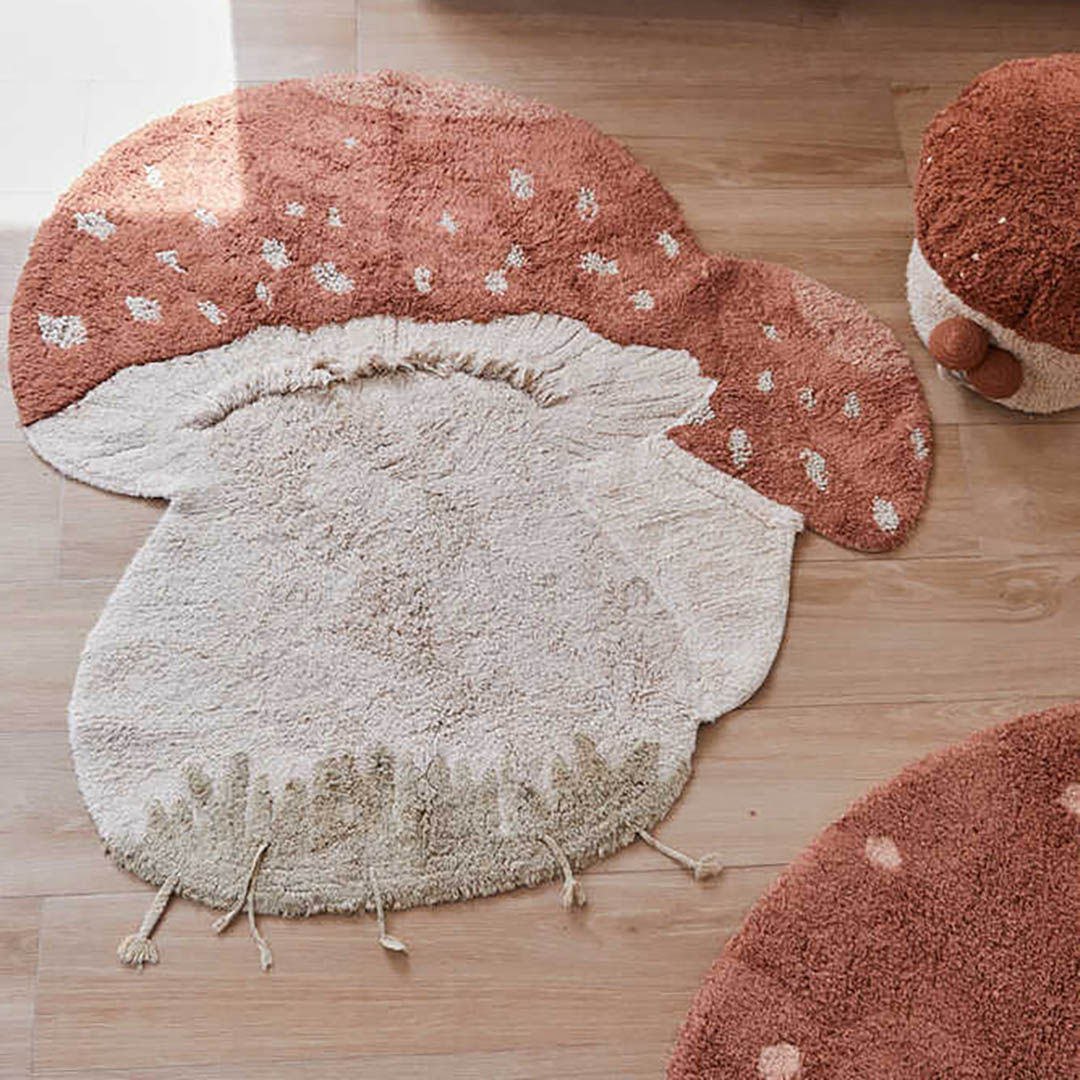 Washable Animal Cotton Rug Boletus Mushroom
