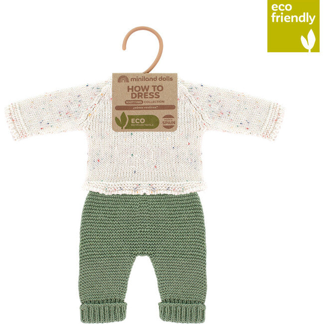 NEW Doll Clothing: Cream Knit Top with Green Pants Set 12 5/8" Set