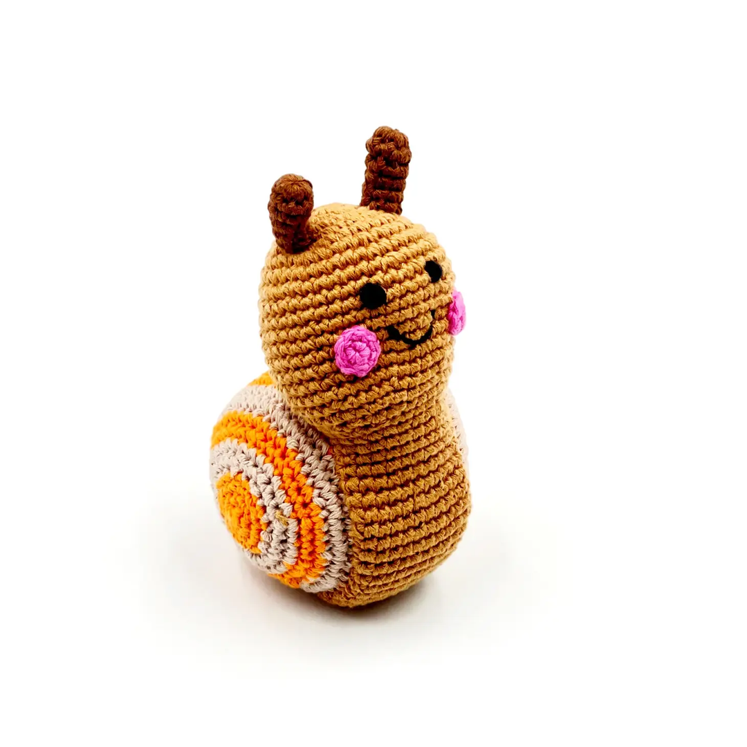NEW Organic Snail Rattle Toy- Brown