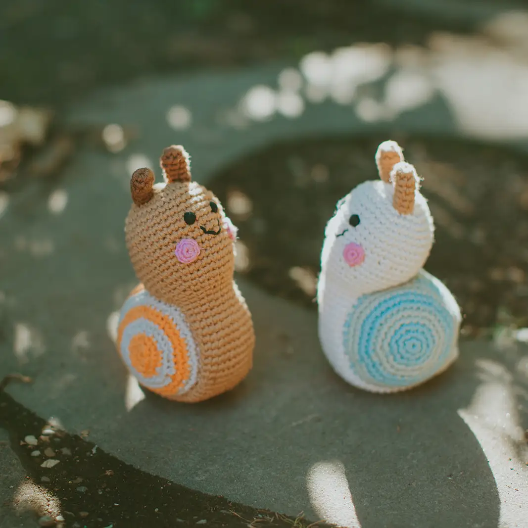 NEW Organic Snail Rattle Toy- Brown