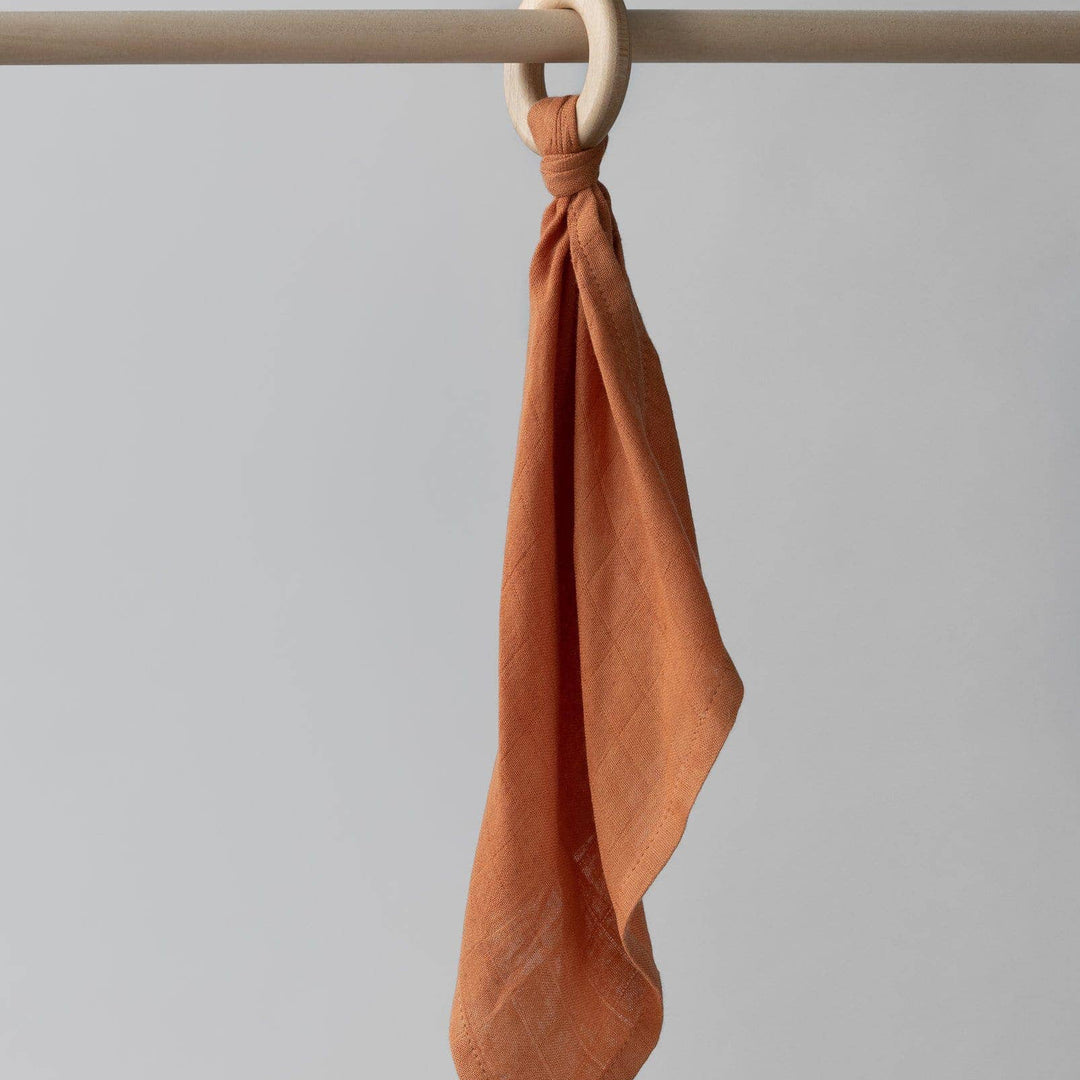 Organic Teething Rattle Blankie- Rust