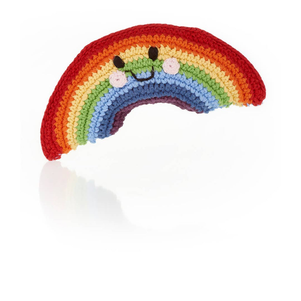 NEW Organic Crochet Rattle: Friendly Rainbow