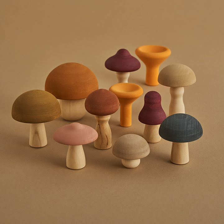 Wooden Mushroom Toy Set- Colorful