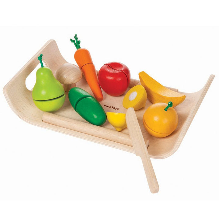 Wooden Cut up Fruits and Veggies Set