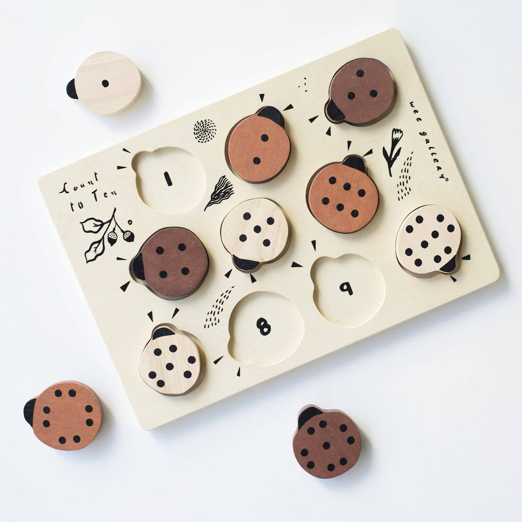 Wooden Tray Puzzle- Count Ladybug
