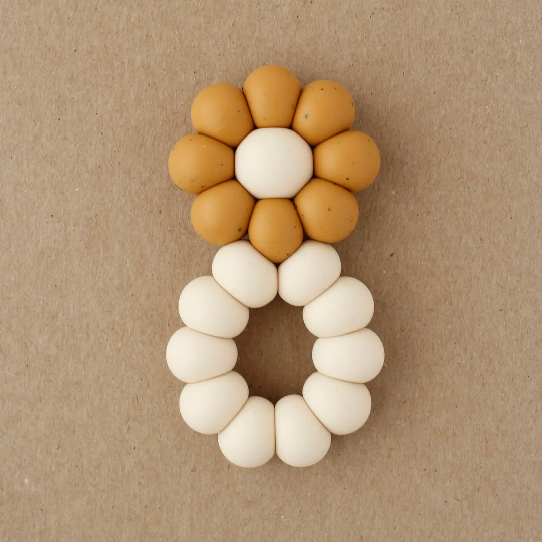 Beaded Silicone Freezer Teether - Chamomile + Speckled Chai