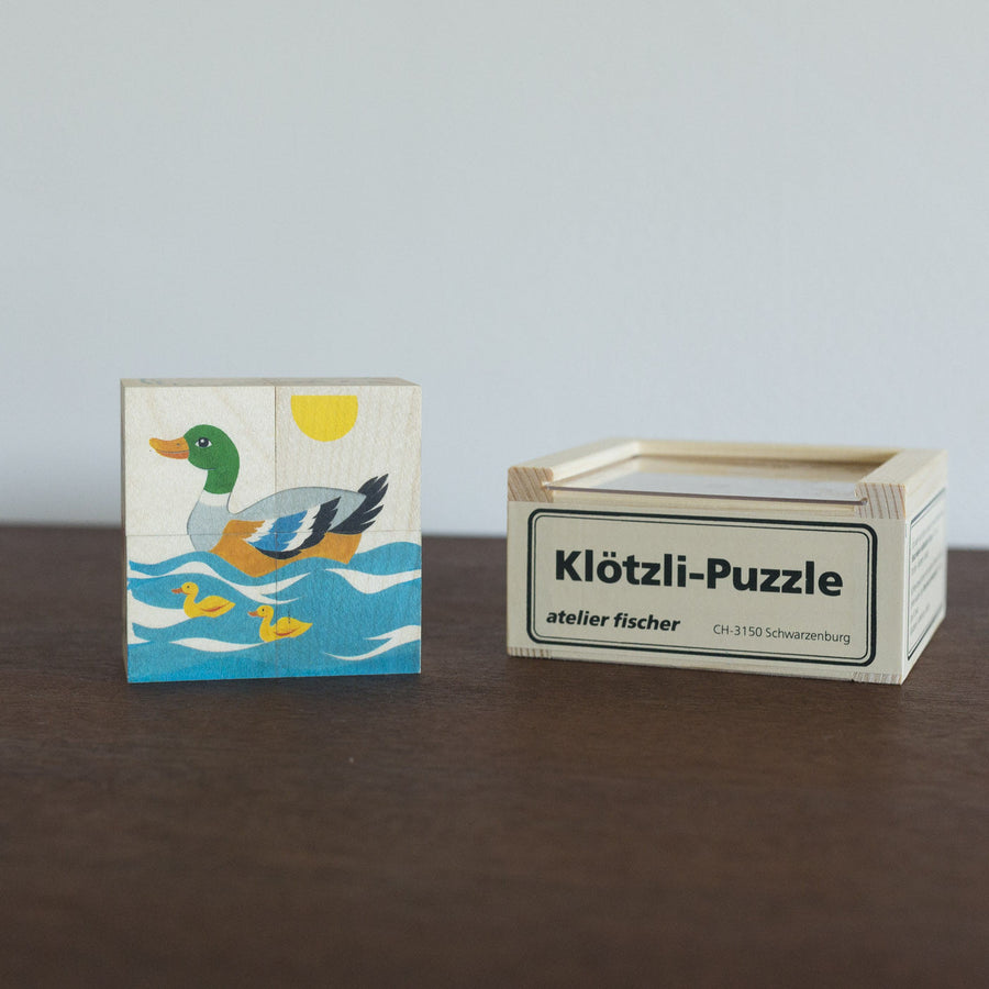 Animal Wooden Cube Puzzle Box