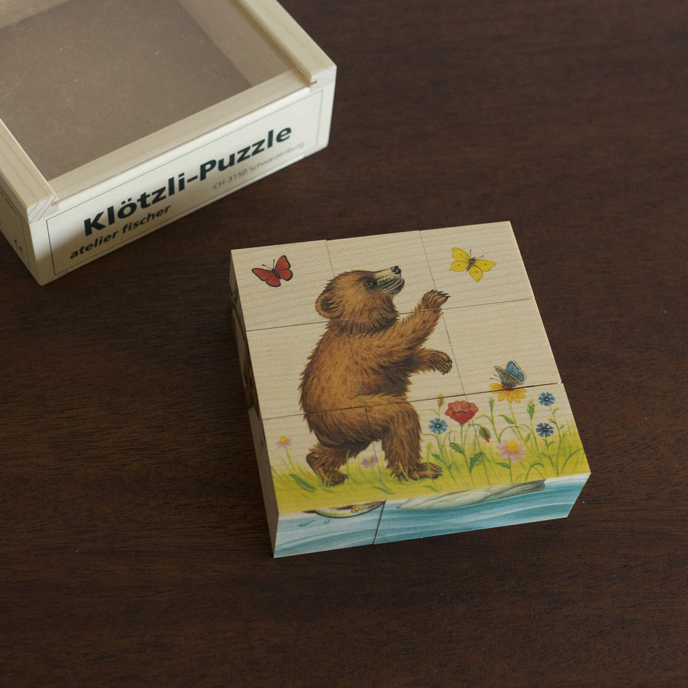 Bear Wooden Cube Puzzle Open
