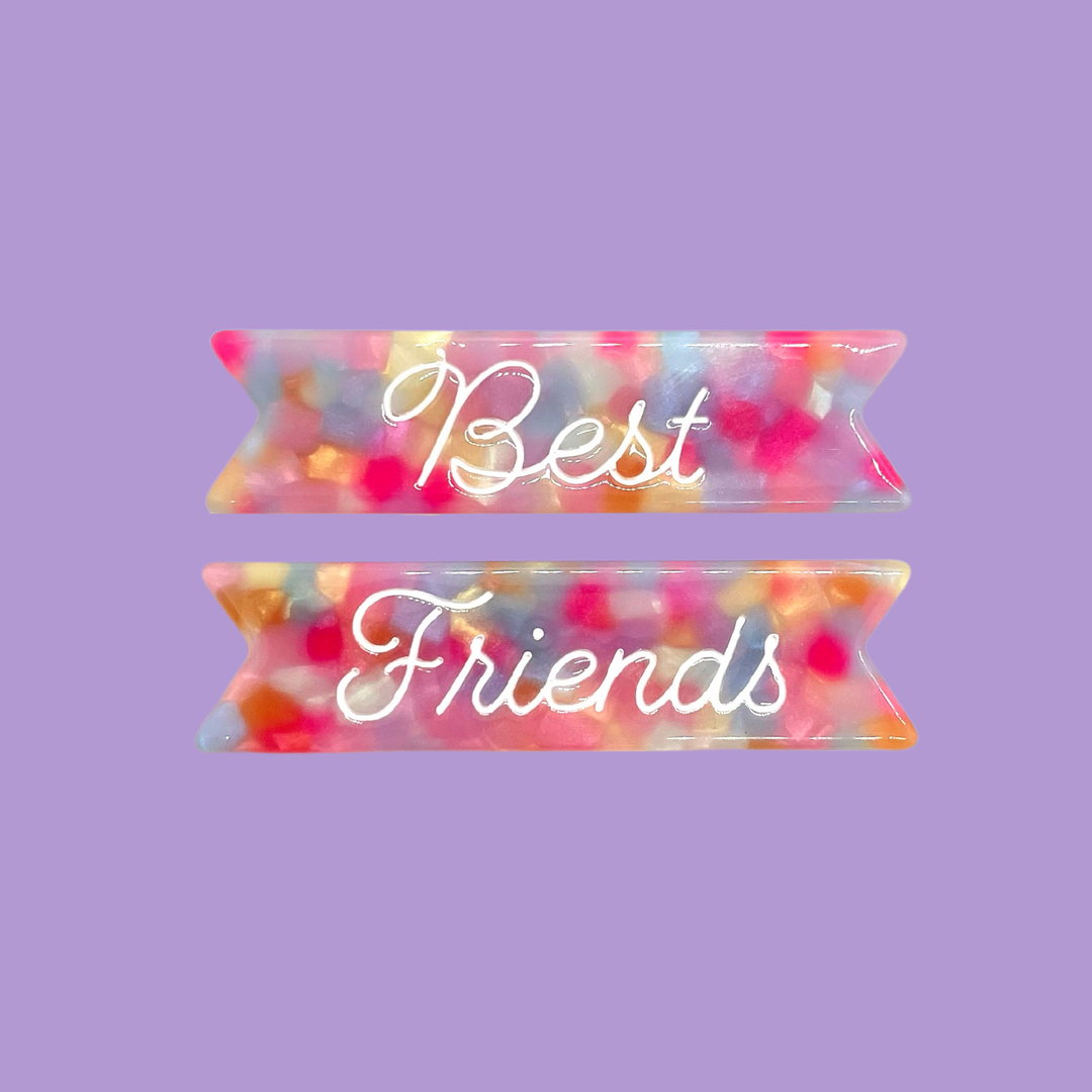 NEW Retro Resin Hair Clips- Best Friends