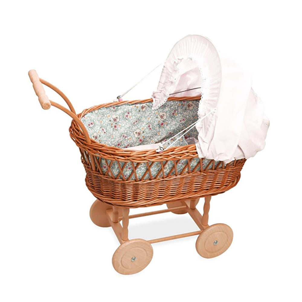 Wicker Pram with Floral Bedding