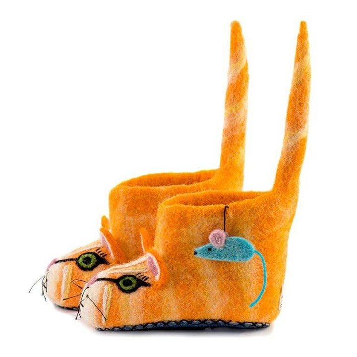 Wool Felt: Ginger Cat Bootie Slippers