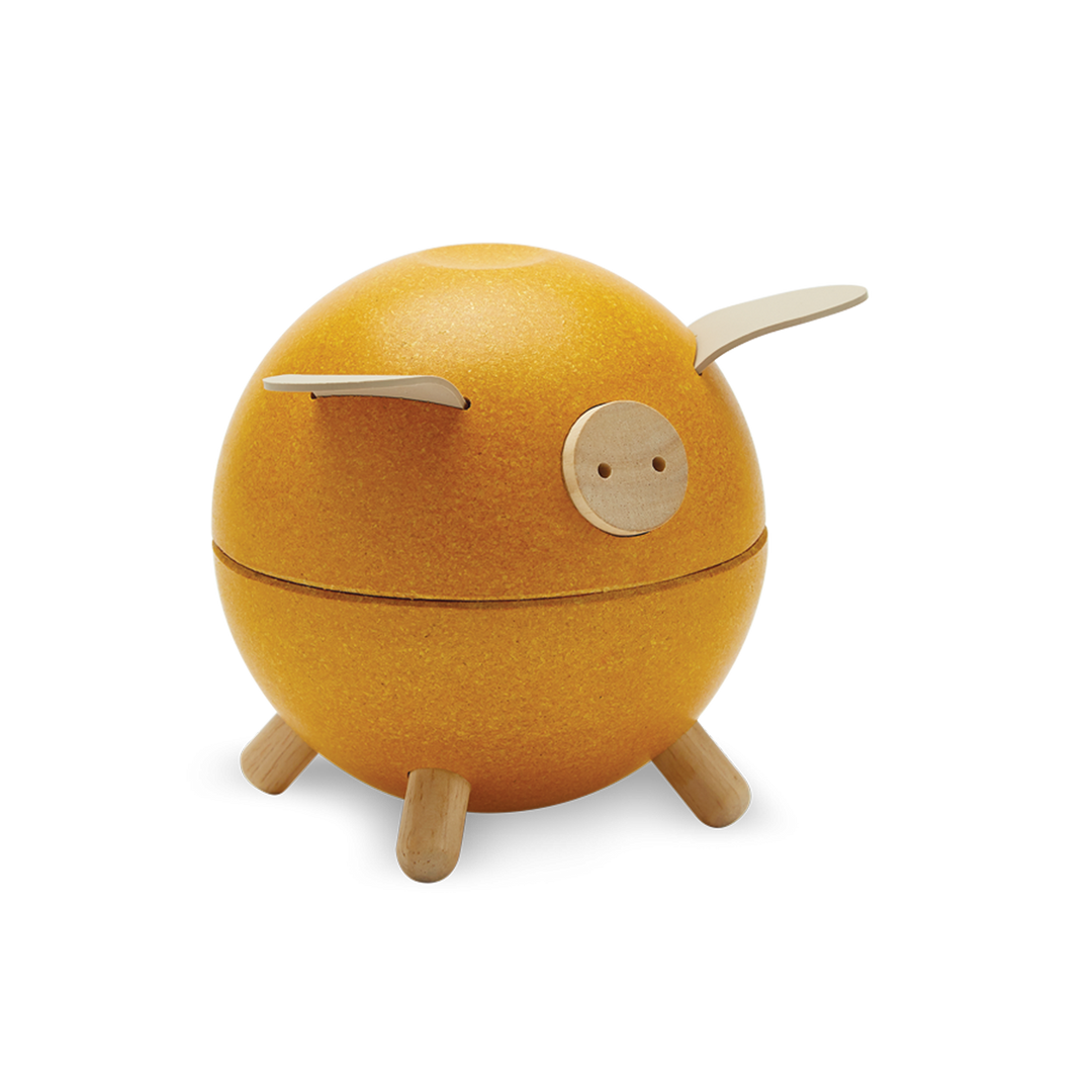 Wooden Piggy Bank- Yellow Orchard