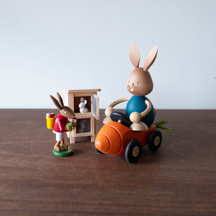 Traditional German Easter Bunny with Carrot Car