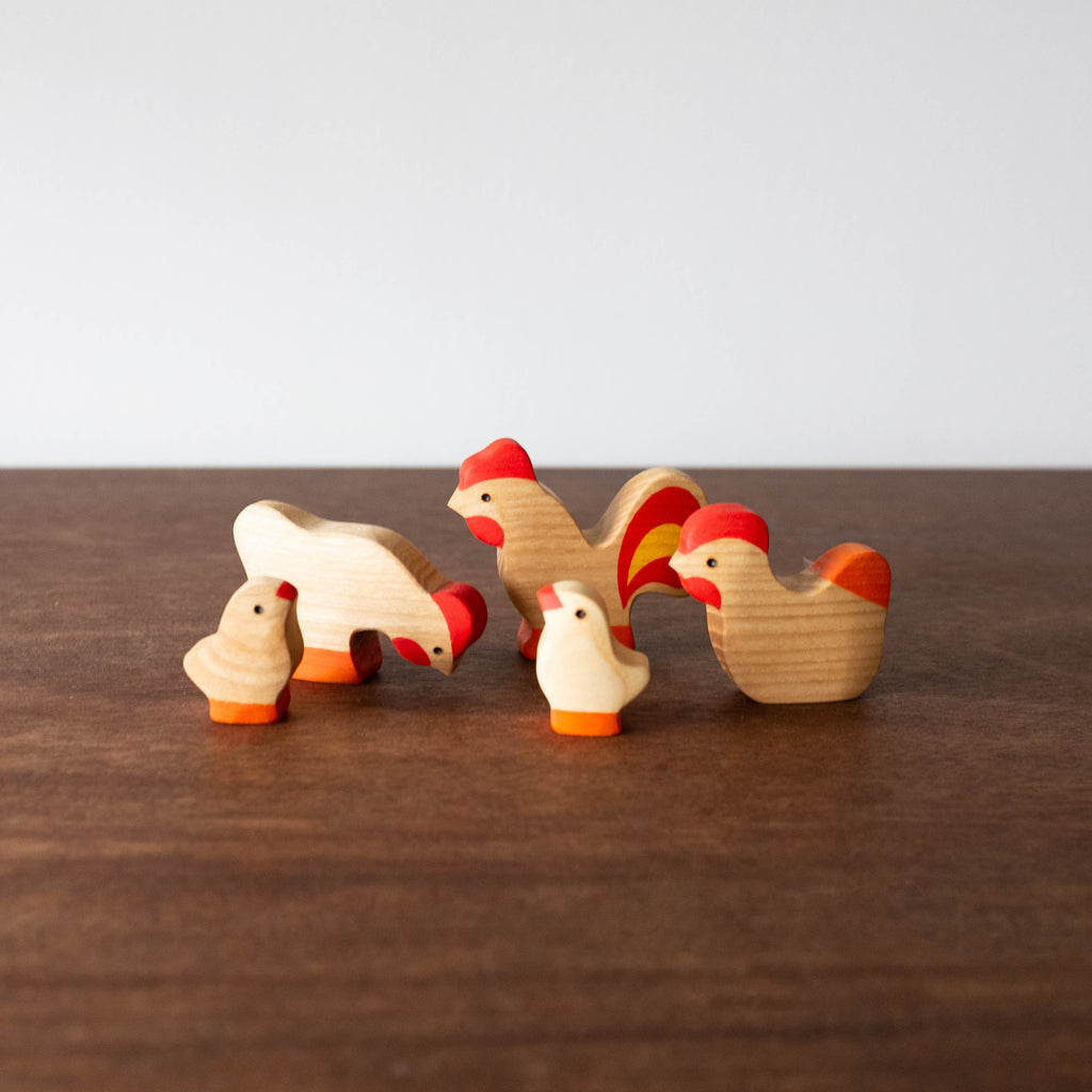 Heirloom Wooden Animal Set- Hen Family