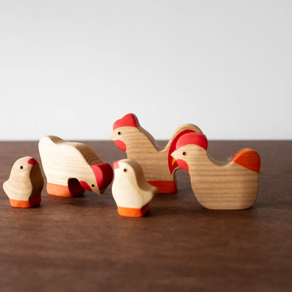 Heirloom Wooden Animal Set- Hen Family