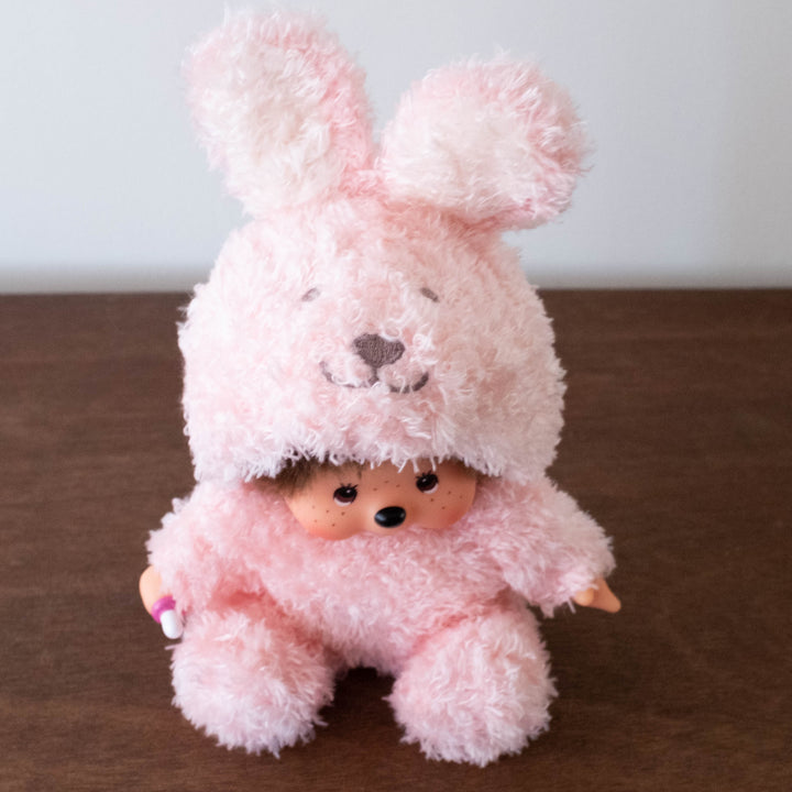 Limited Monchhichi- Fluffy Pink Bunny Sitting