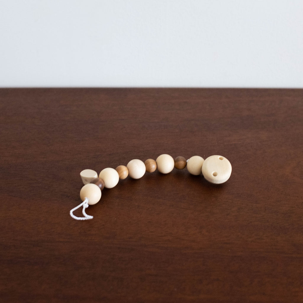 Wooden Beaded Soother Teether Clip