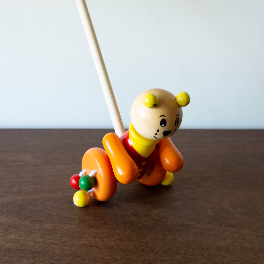 Wooden Push Animal Toy- Teddy Bear