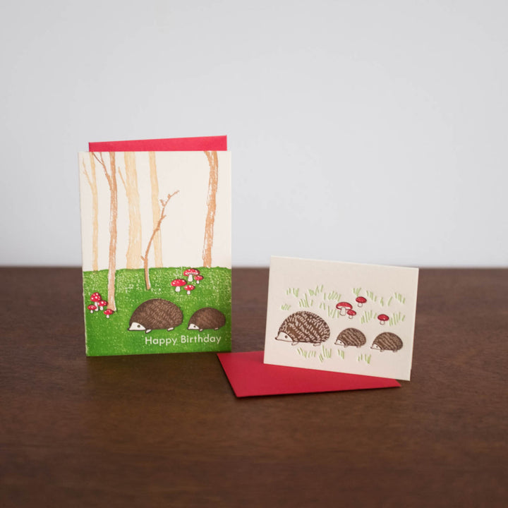 Hedgehogs Forest Happy Birthday Card