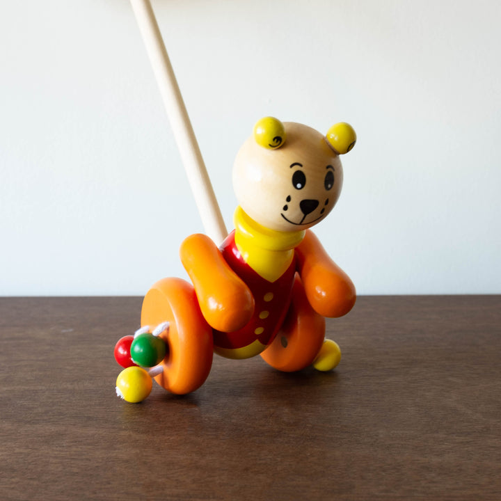 Wooden Push Animal Toy- Teddy Bear