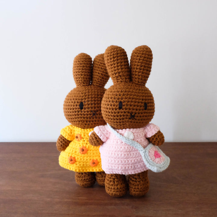 Miffy Handmade Crochet Doll- Brown Van Gogh Yellow Dress