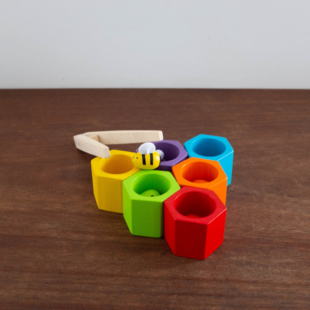 Wooden Beehive Counting Set- Rainbow Colors