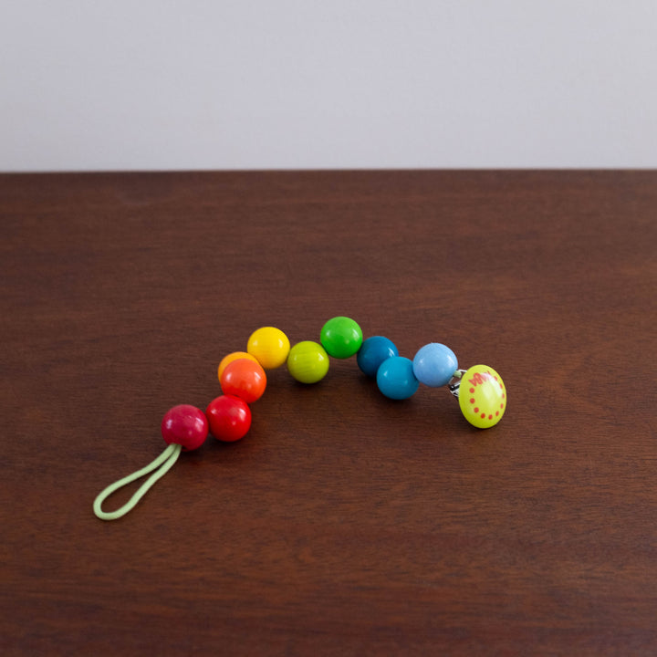 Rainbow Wooden Ball Pacifier Clip