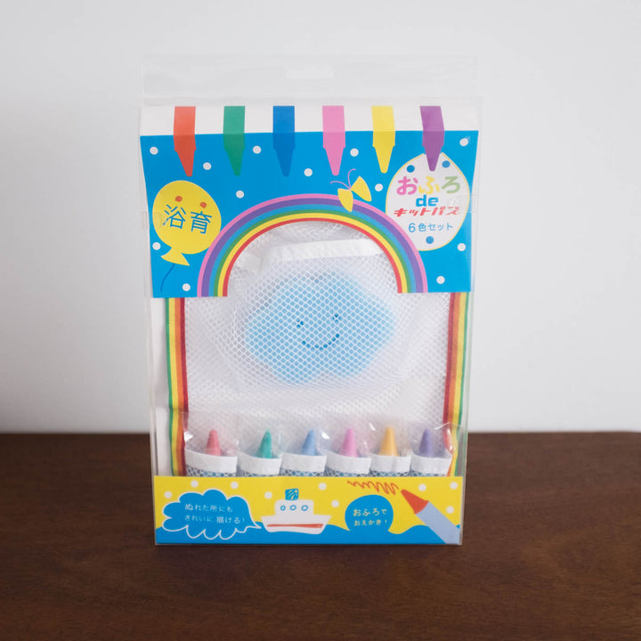 Japanese Bath Crayons with Net Bag and Sponge Set