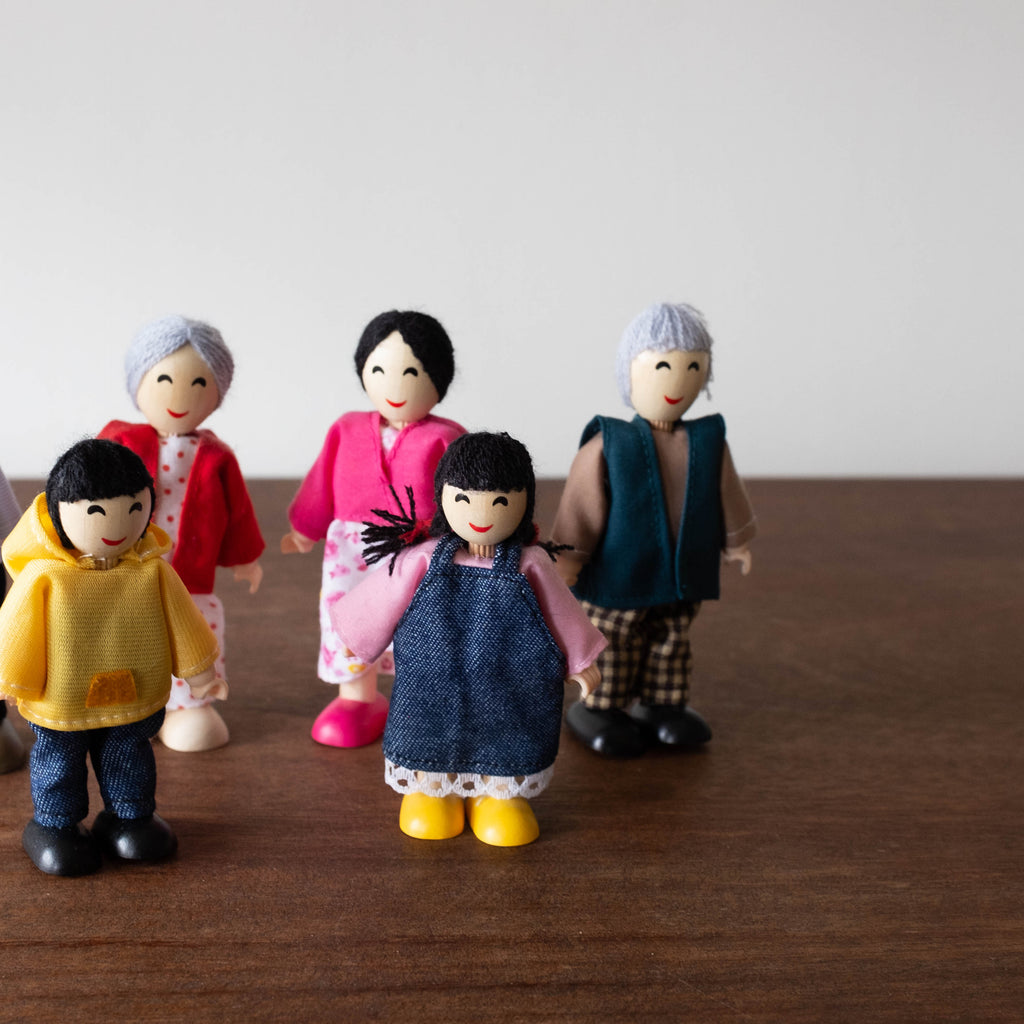 Hape Caucasian Doll Family Set for Kid's Dollhouses, Dolls