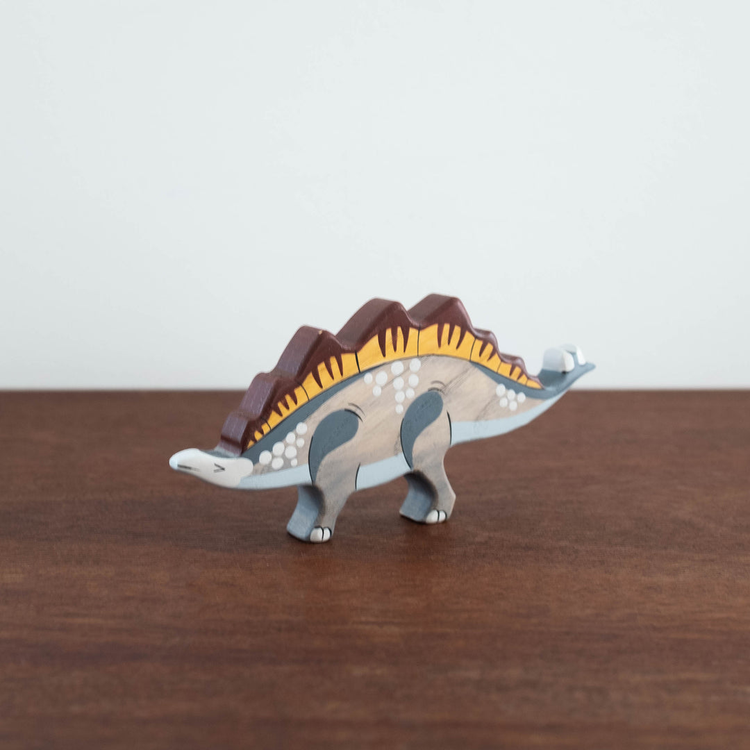 Wooden Hand-Painted Animals: Stegosaurus Dinosaur