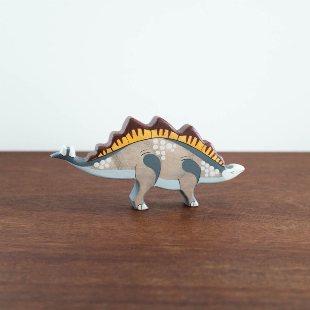 Wooden Hand-Painted Animals: Stegosaurus Dinosaur