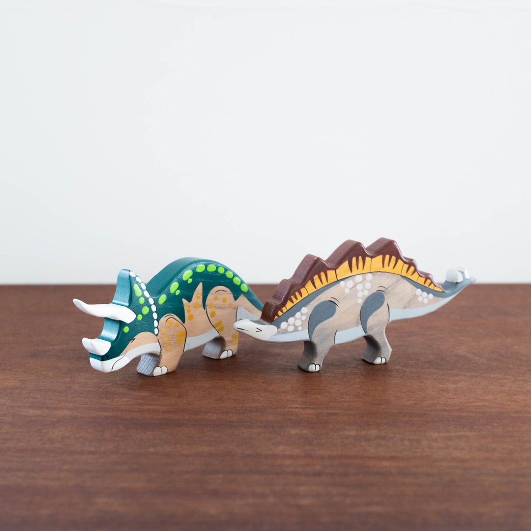 Wooden Hand-Painted Animals: Stegosaurus Dinosaur