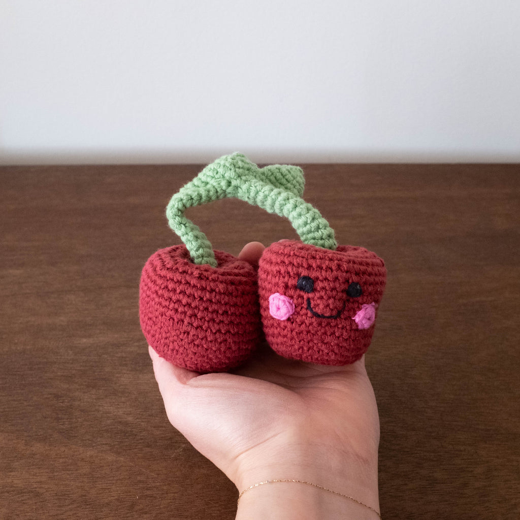 NEW Organic Crochet Rattle: Cherry