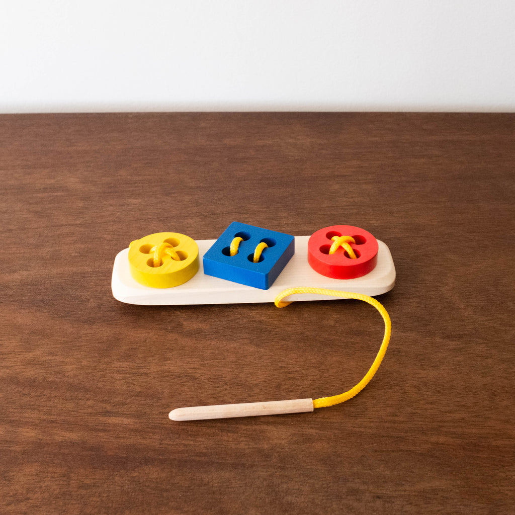 Handmade Wooden Lacing Button Toy Set