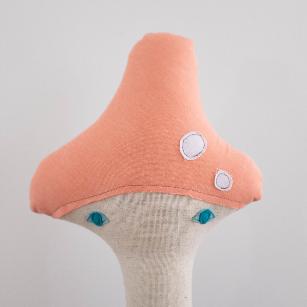 Mushroom Pillow Doll- Coral Pink Tall Top Large
