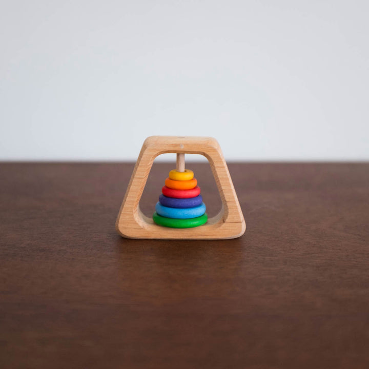 Wooden Grasping Pyramid Toy- Rainbow