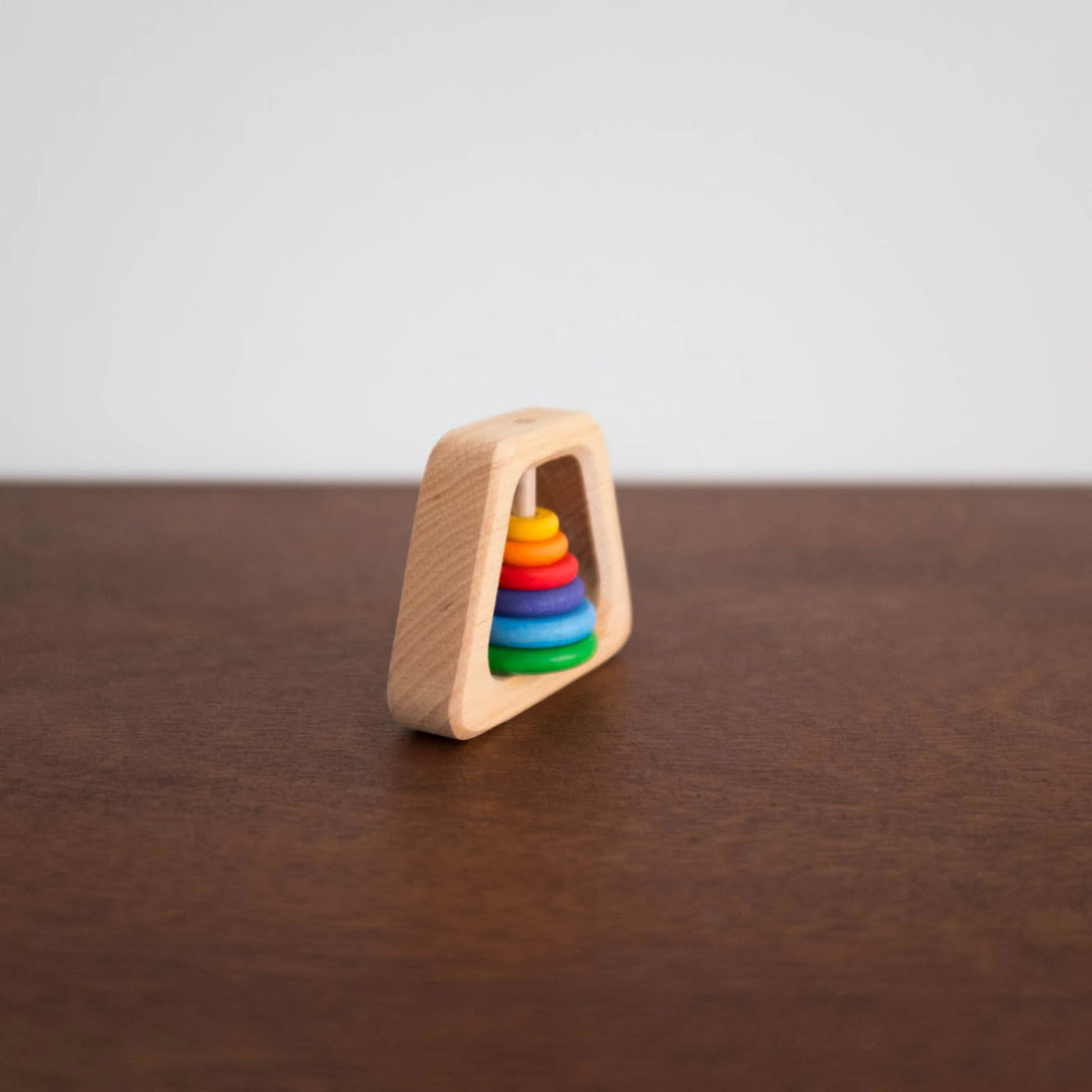 Wooden Grasping Pyramid Toy- Rainbow