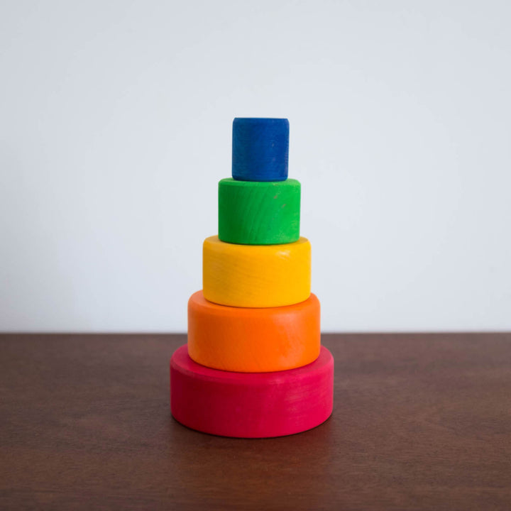 Wooden Set of Stacking Bowls: Rainbow