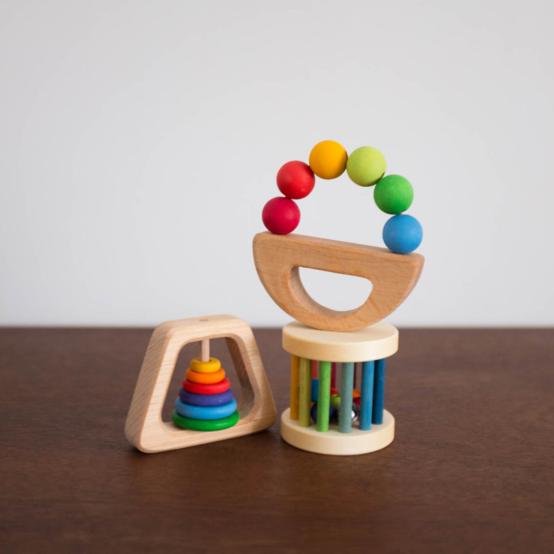 Wooden Grasping Pyramid Toy- Rainbow