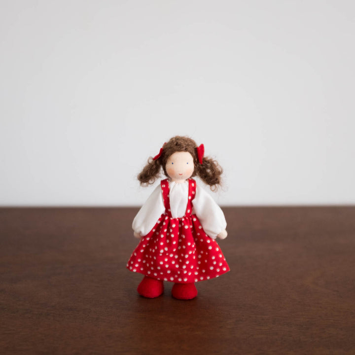 Waldorf Brown Haired Girl-Red Polka Dot Dress